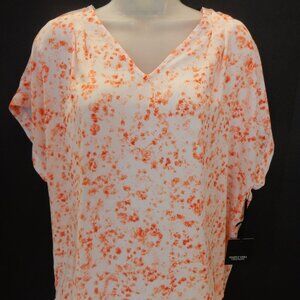 NWT Vera Wang Peach Floral XL Dolman sleeve top